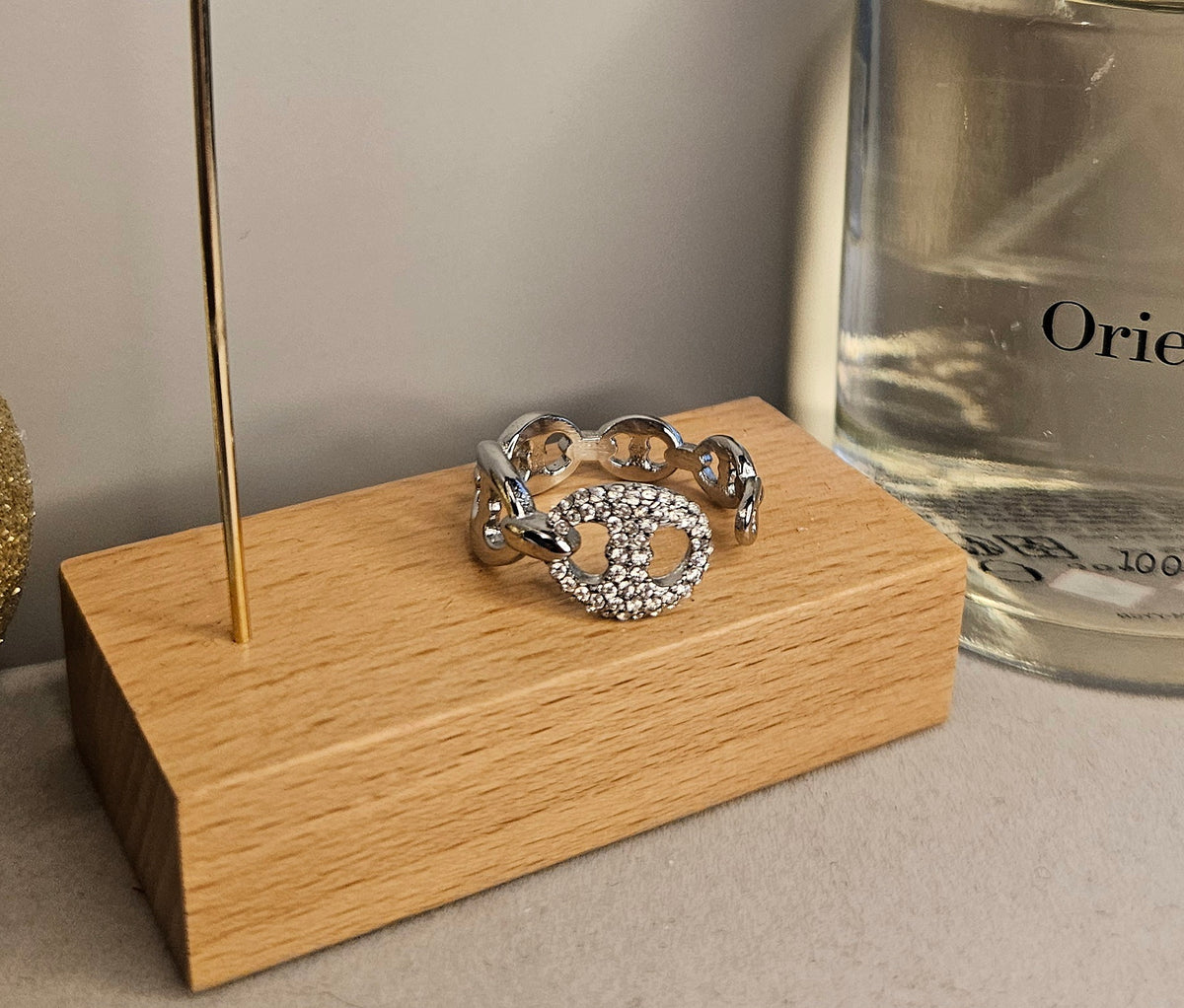 Bague marine ouverte argent