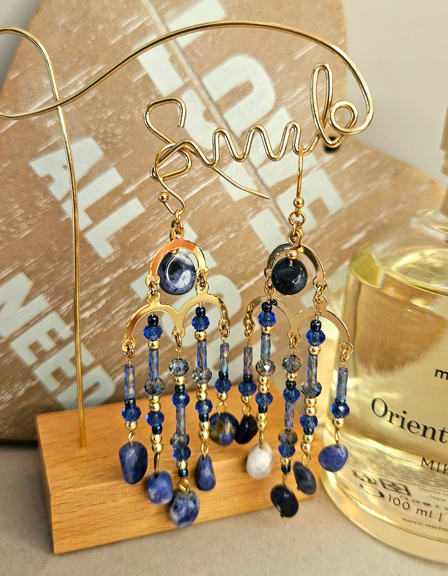 Boucles d'oreilles pierre bleue