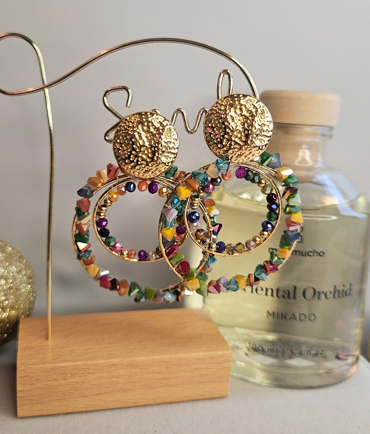 Boucles d'oreilles créoles cristal multicolore