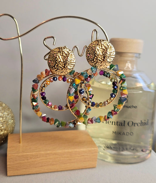 Boucles d'oreilles créoles cristal multicolore