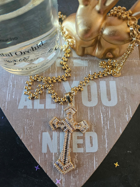 Collier croix cristal