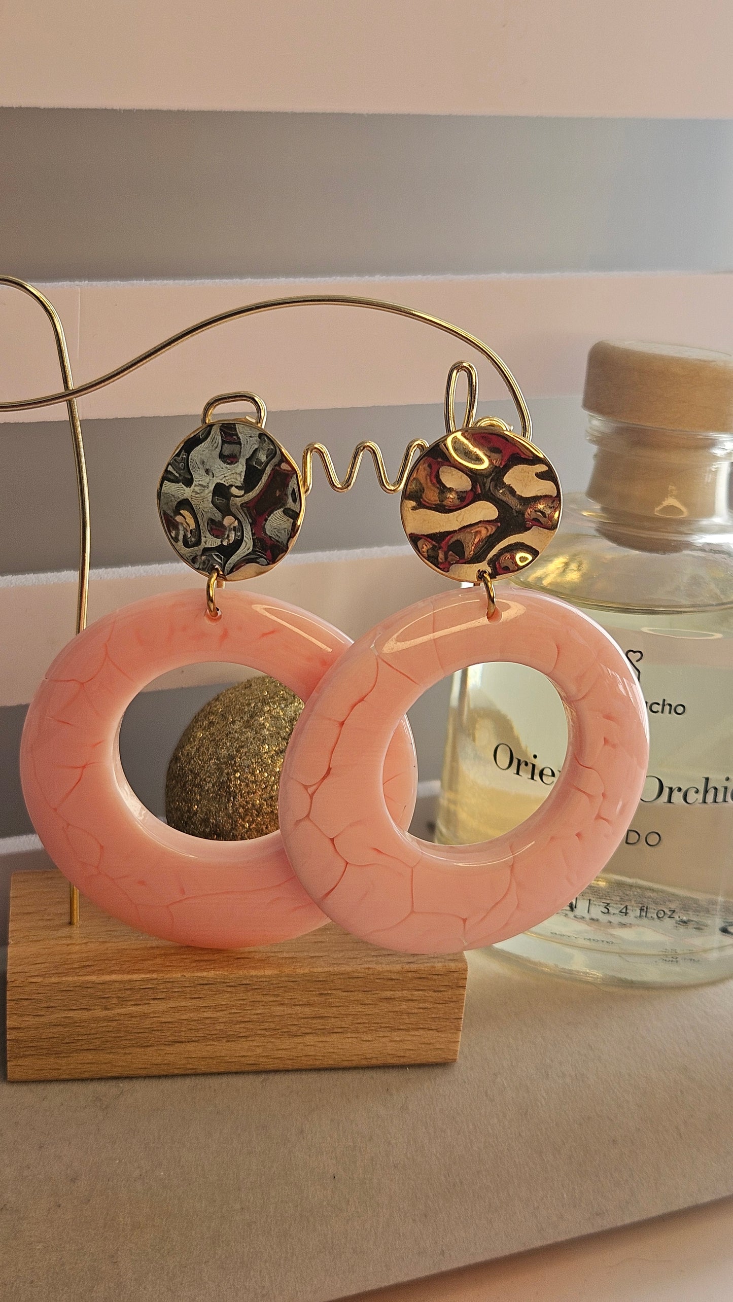 Boucles d'oreilles créoles rose
