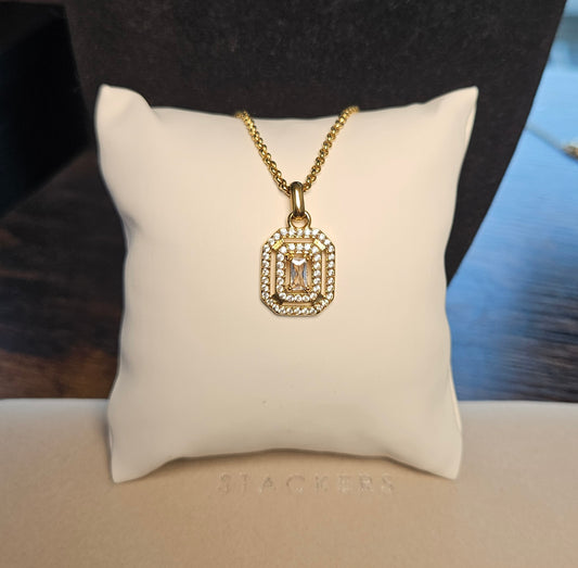 Collier cristal carre hauteur simple