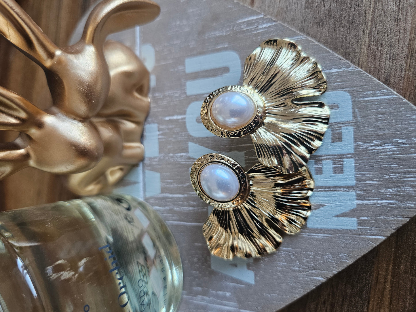 Boucles d'oreilles fleur perle