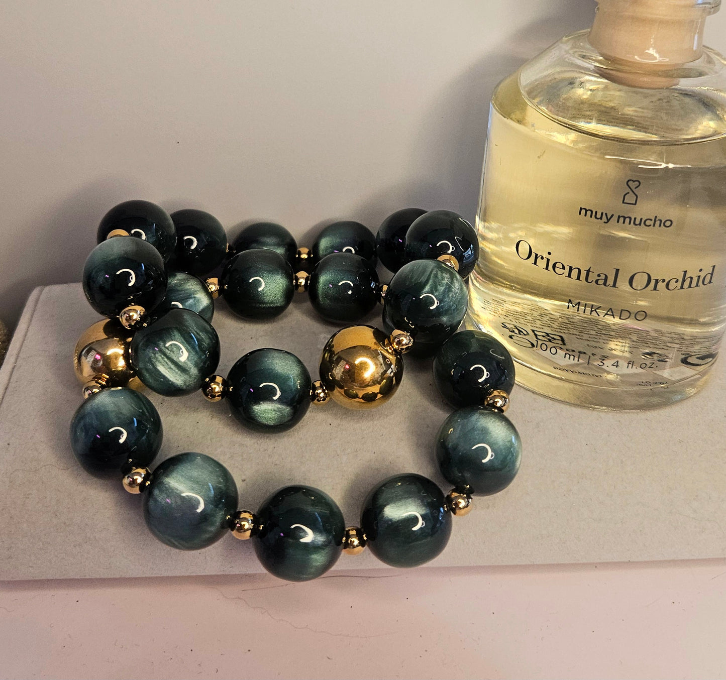 Bracelet oeil de chat vert