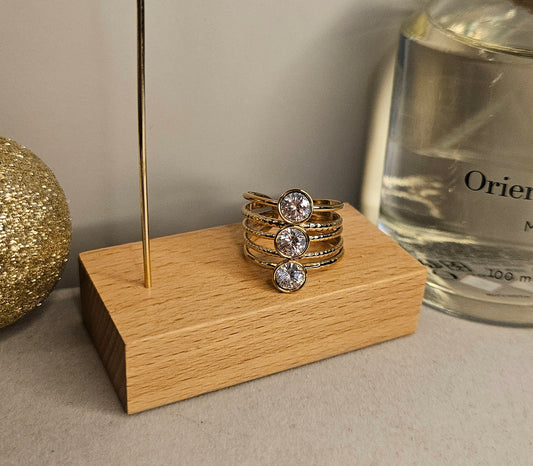 Bague 3 zirconium or