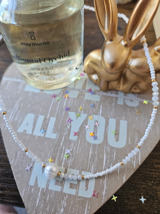 Collier fait main perle d'eau douce et perle naturel