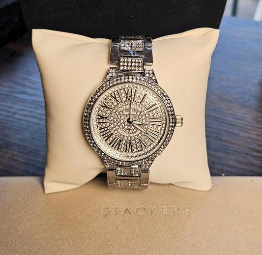 Bracelet montre strass argent