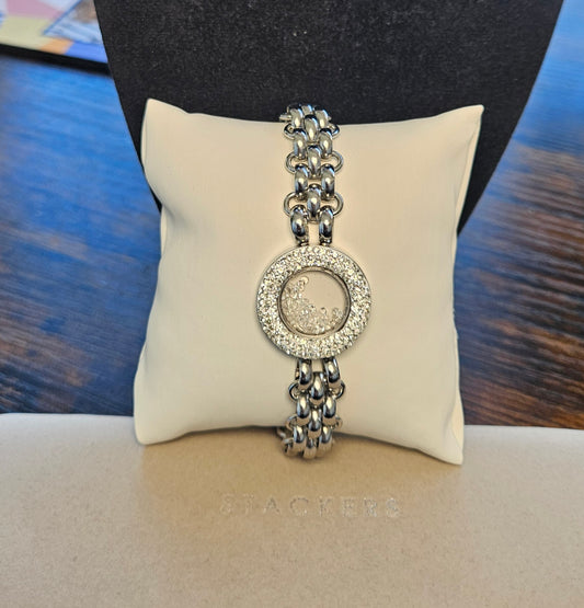 Bracelet montre argent strass cristal