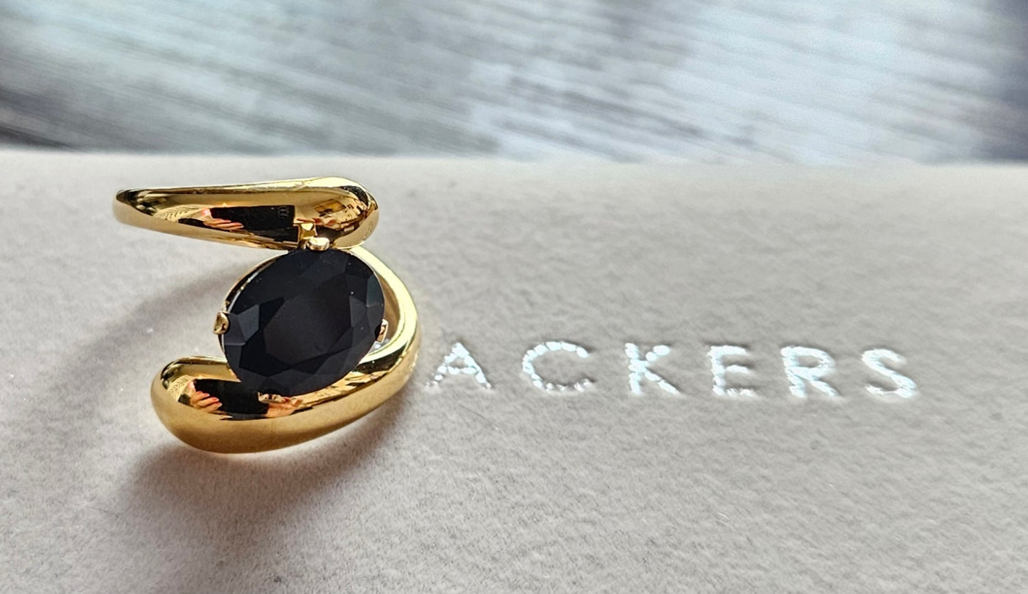 Bague cristal noire spiral