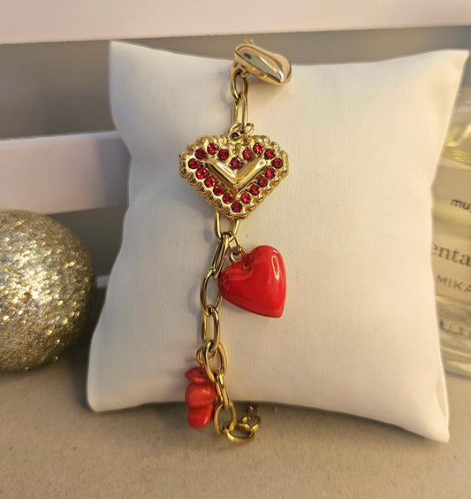 Bracelet coeur rouge