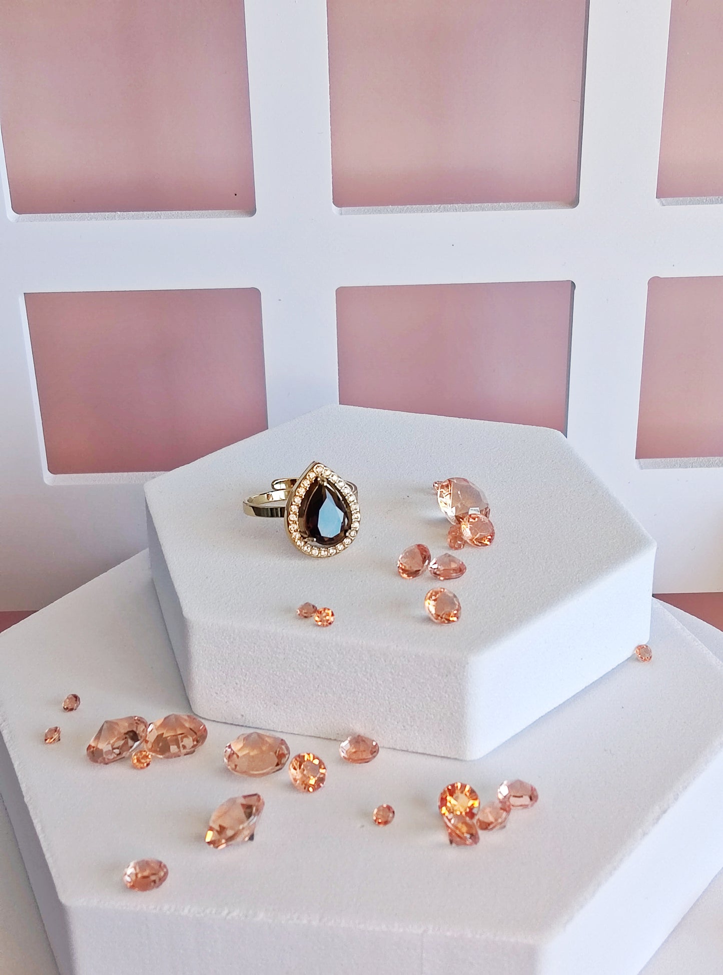 Bague retro cristal marron