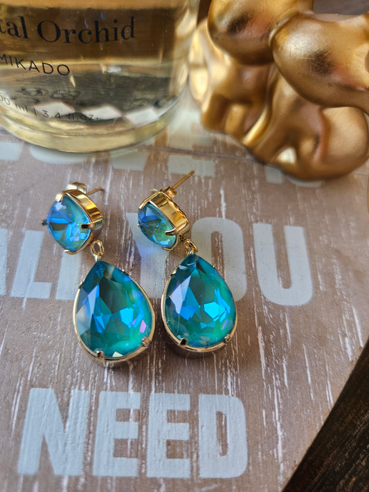 Boucles d'oreilles cristal bleu