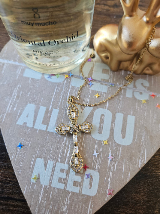 Collier croix cristal argent