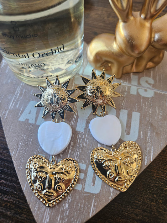 Boucles d'oreilles soleil et nacre