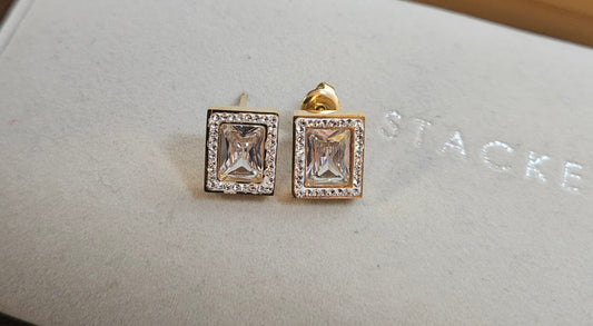 Boucles d'oreilles cristal carre