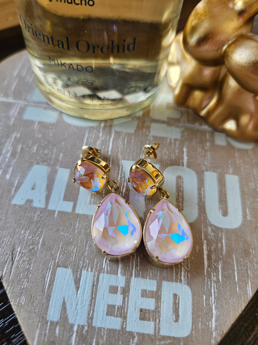 Boucles d'oreilles cristal rose essence