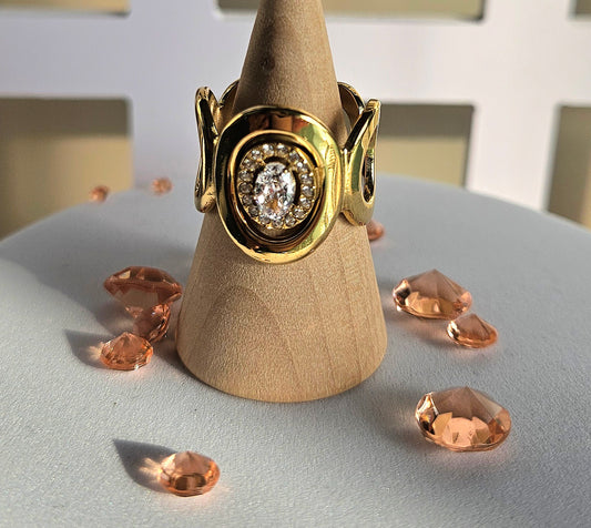 Bague large cristal blanc