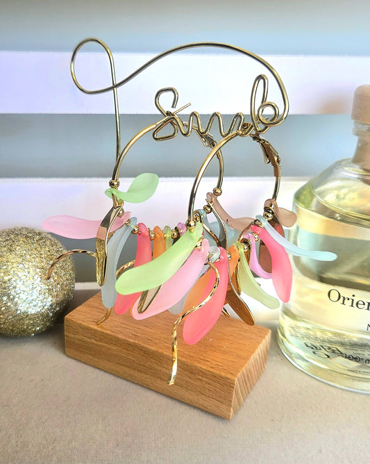 Boucles d'oreilles créoles pétales multicolores