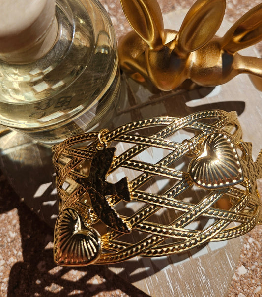 Bracelet manchette pièce et cœur