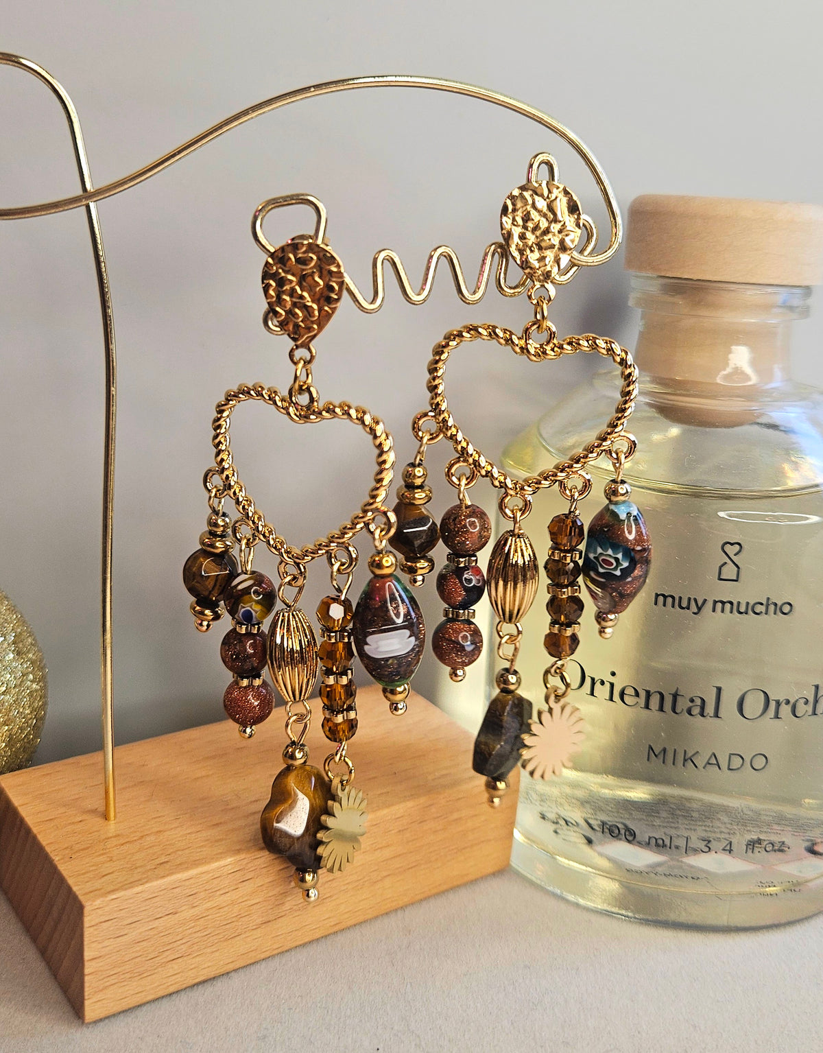 Boucles d'oreilles cœurs œil de tigre