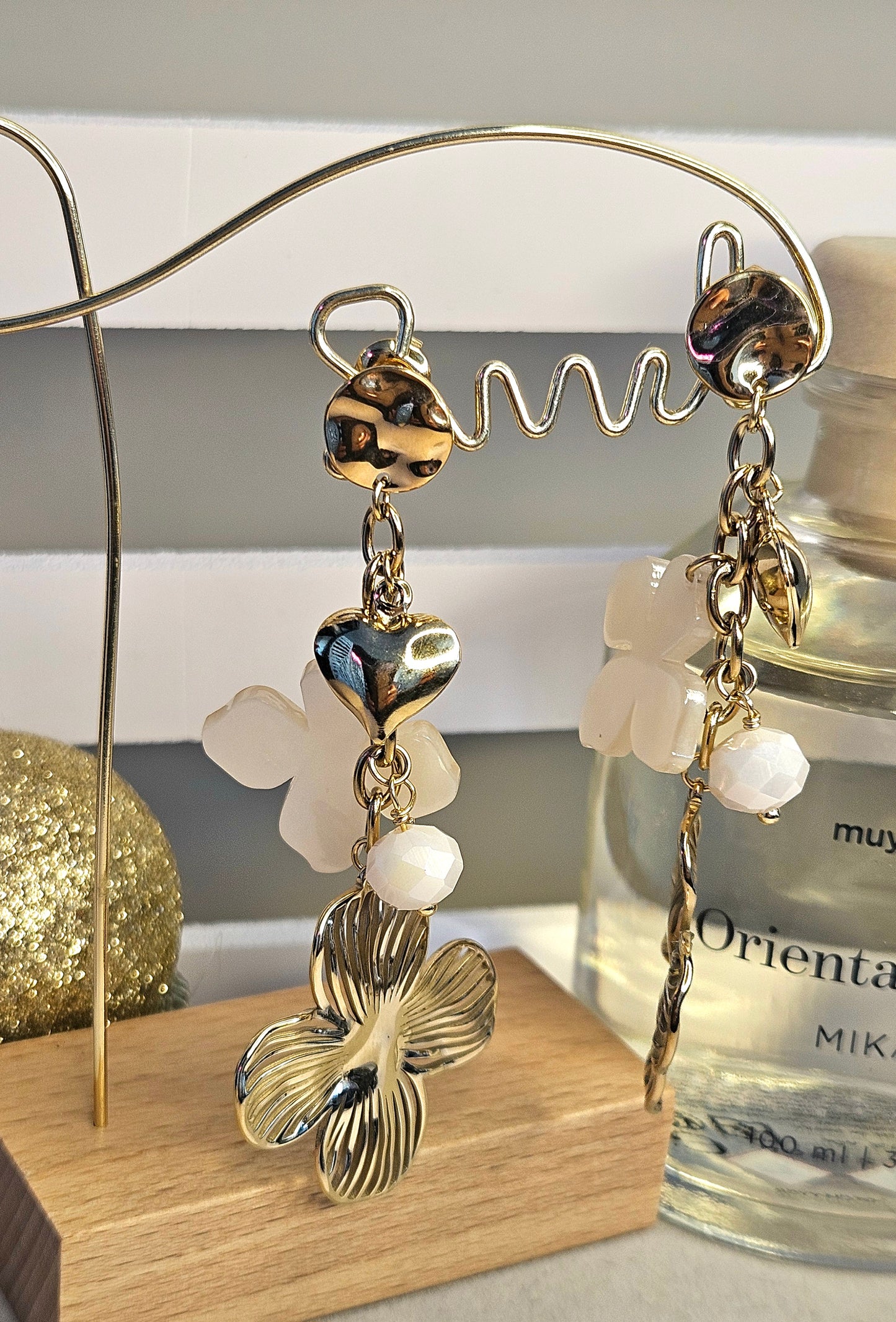 Boucles d'oreilles trefle ivoire