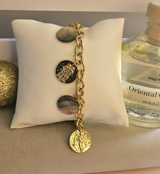 Bracelet piece nacre mauve