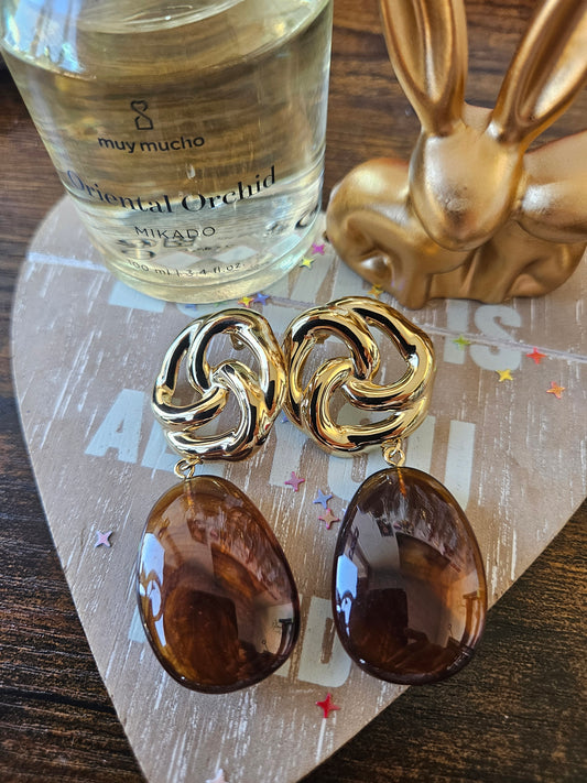 Boucles d'oreilles rétro marron