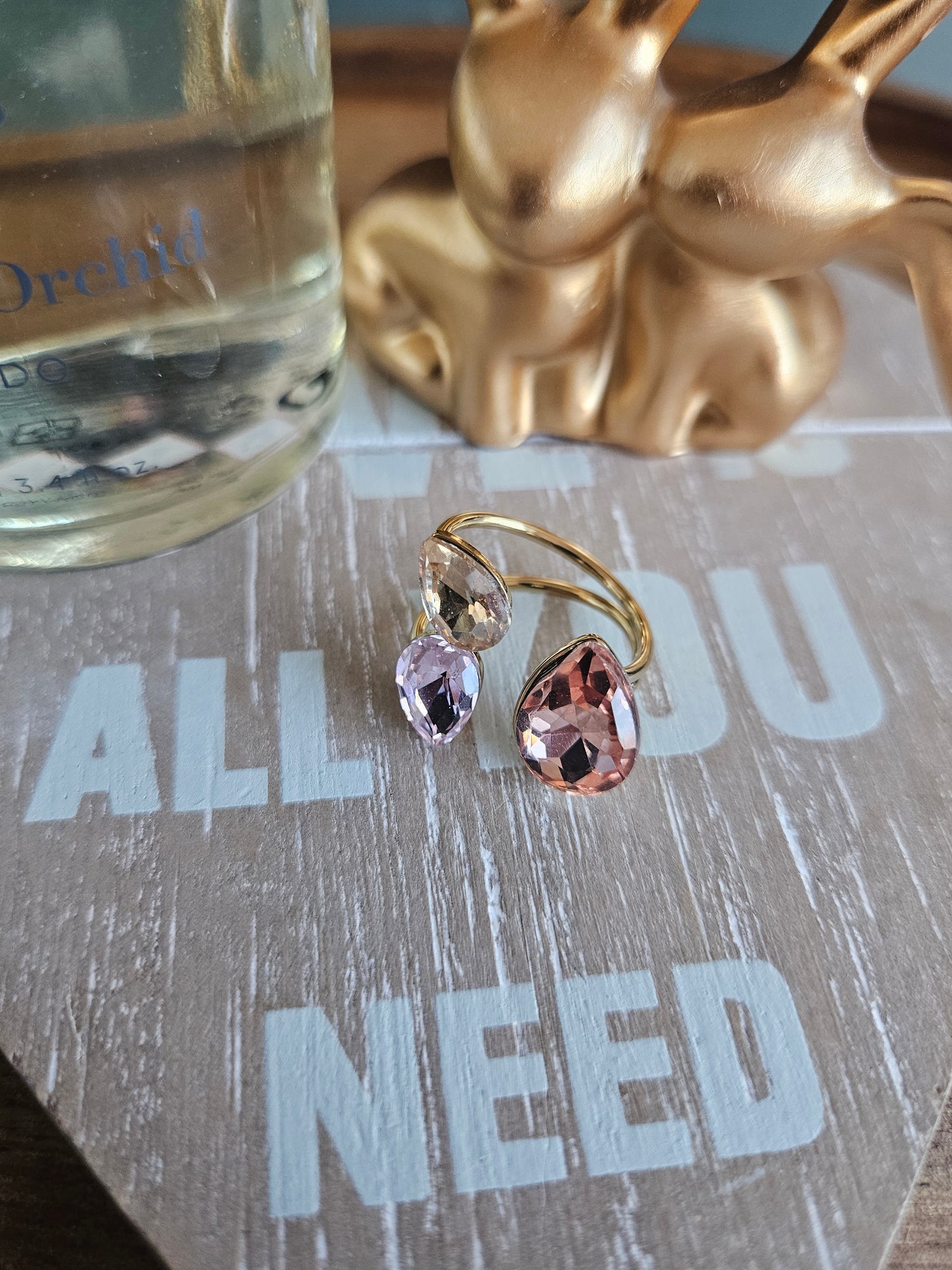 Bague cristal pastel élégante