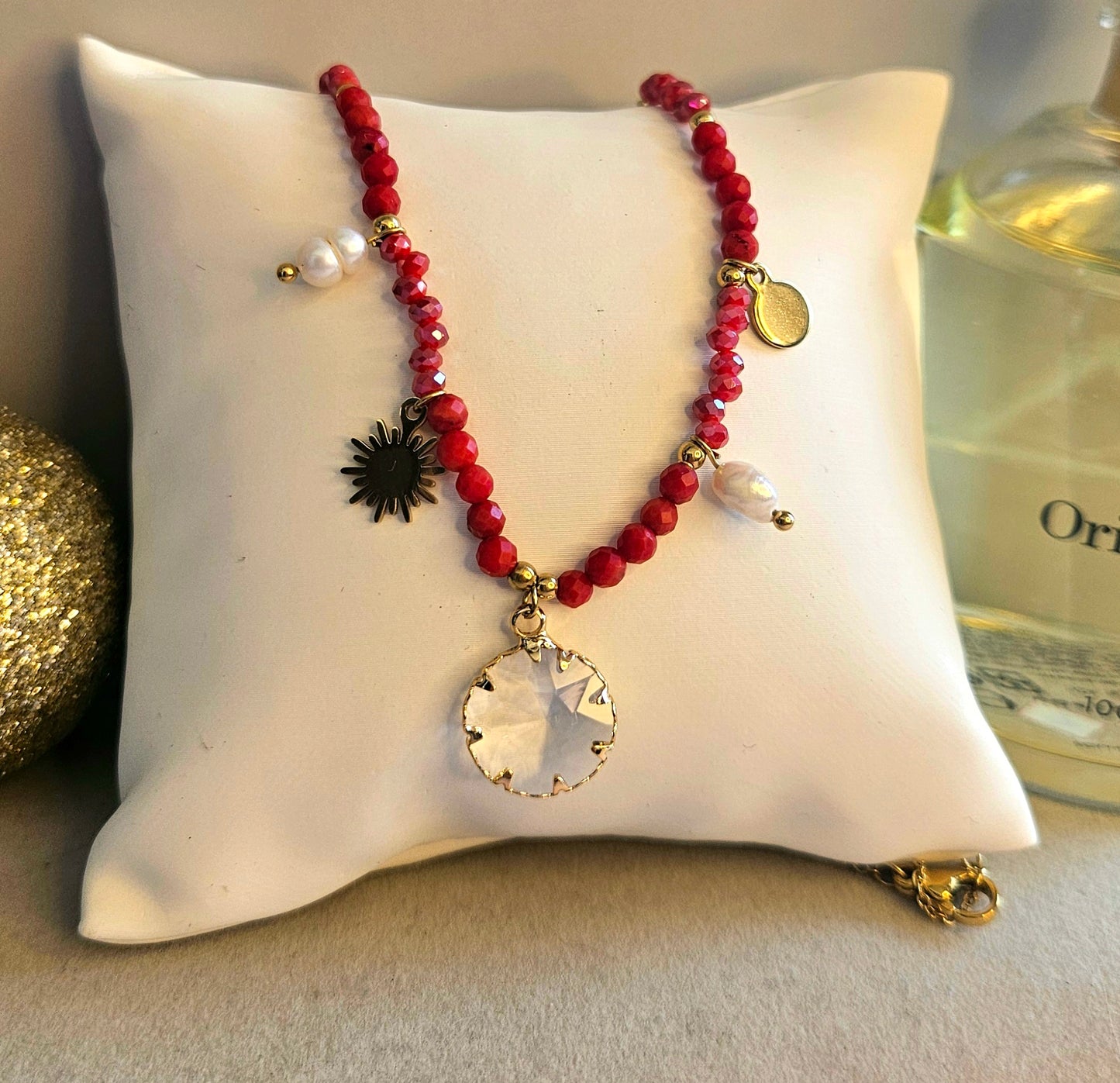 Collier rouge cristal
