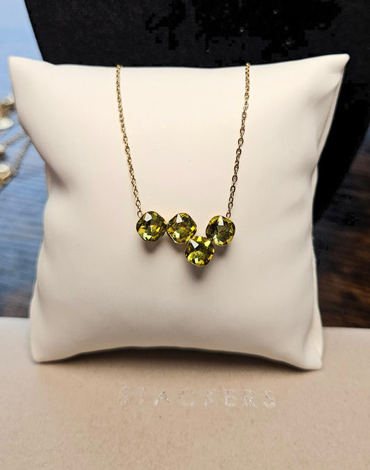 Collier 4 cristaux vert