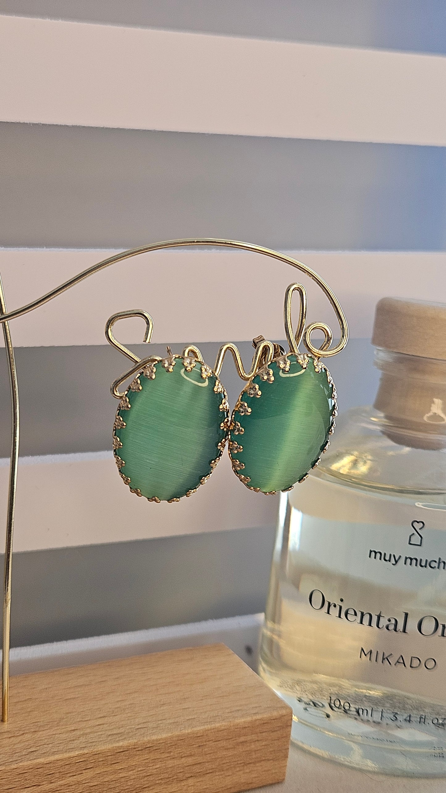 Boucles d'oreilles ronde verte
