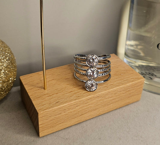 Bague 3 zirconium argent