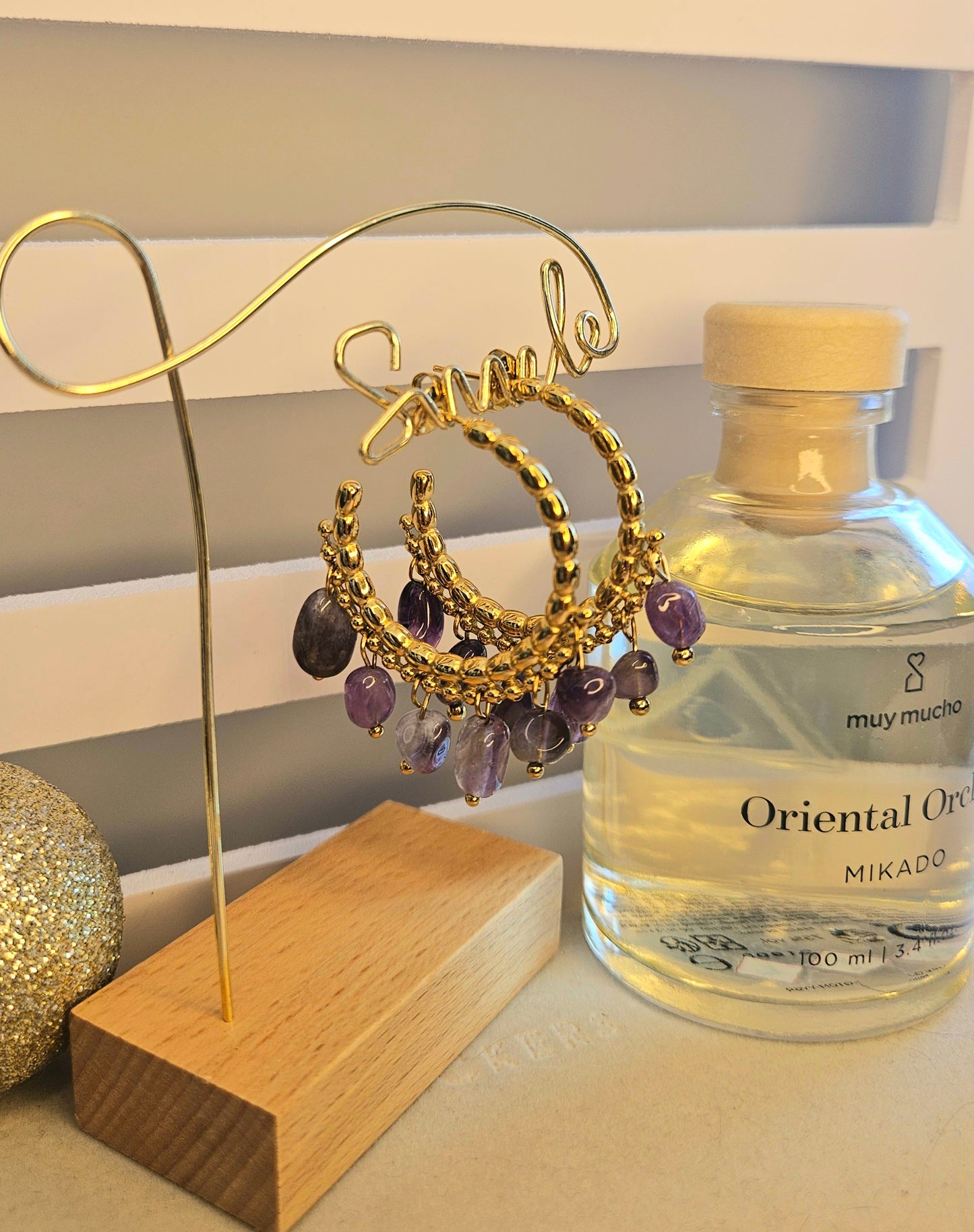 Boucles d'oreilles créoles améthyste