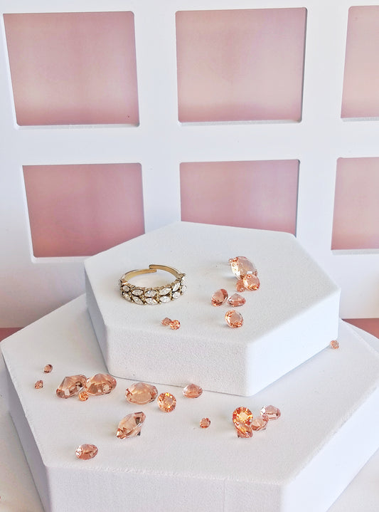 Bague 2 rangs feuille cristal