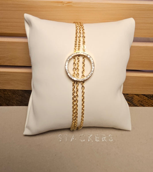 Bracelet rond strass et multichaine