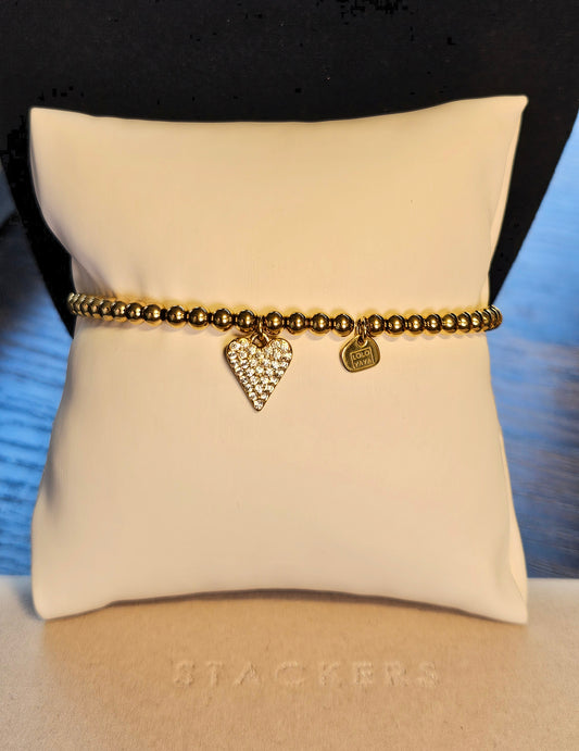 Bracelet élastique perle acier ceur strass