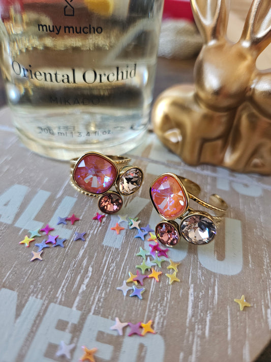 Bague swarovski orange pastel irise