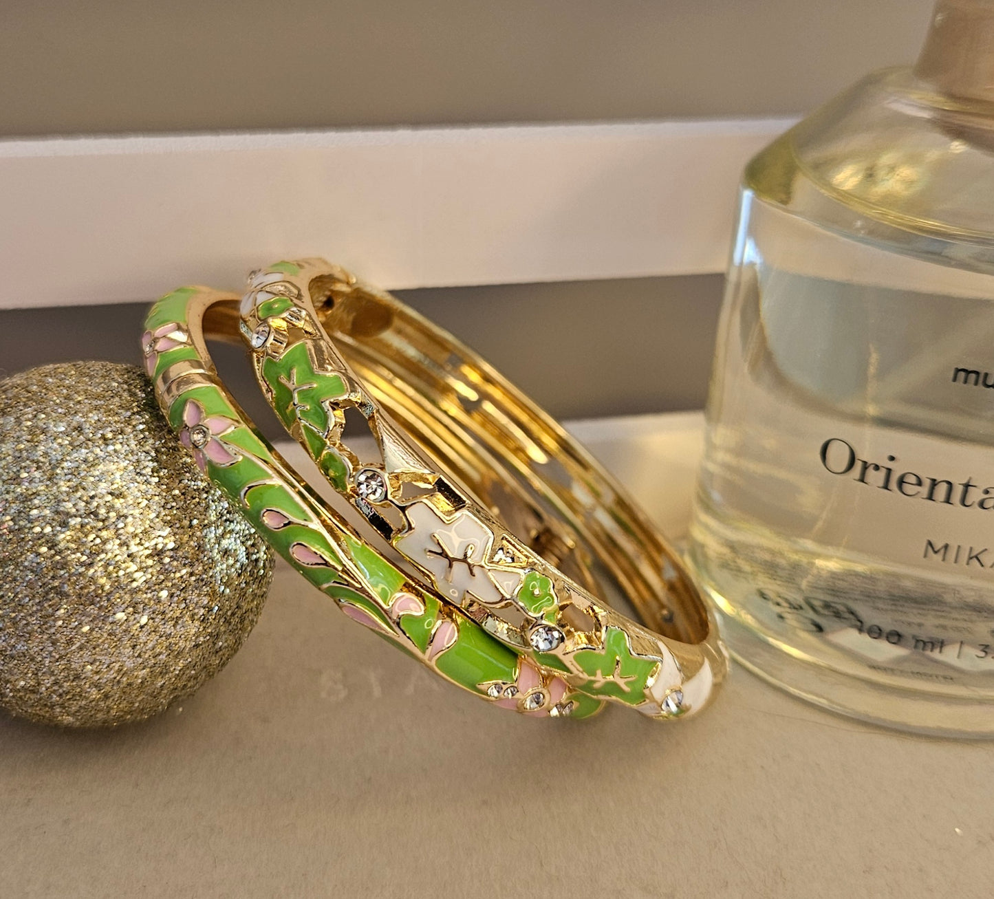 Bracelet jonc vert par 2