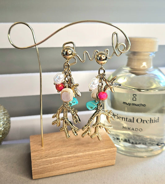 Boucles d'oreilles corail pierres naturelle