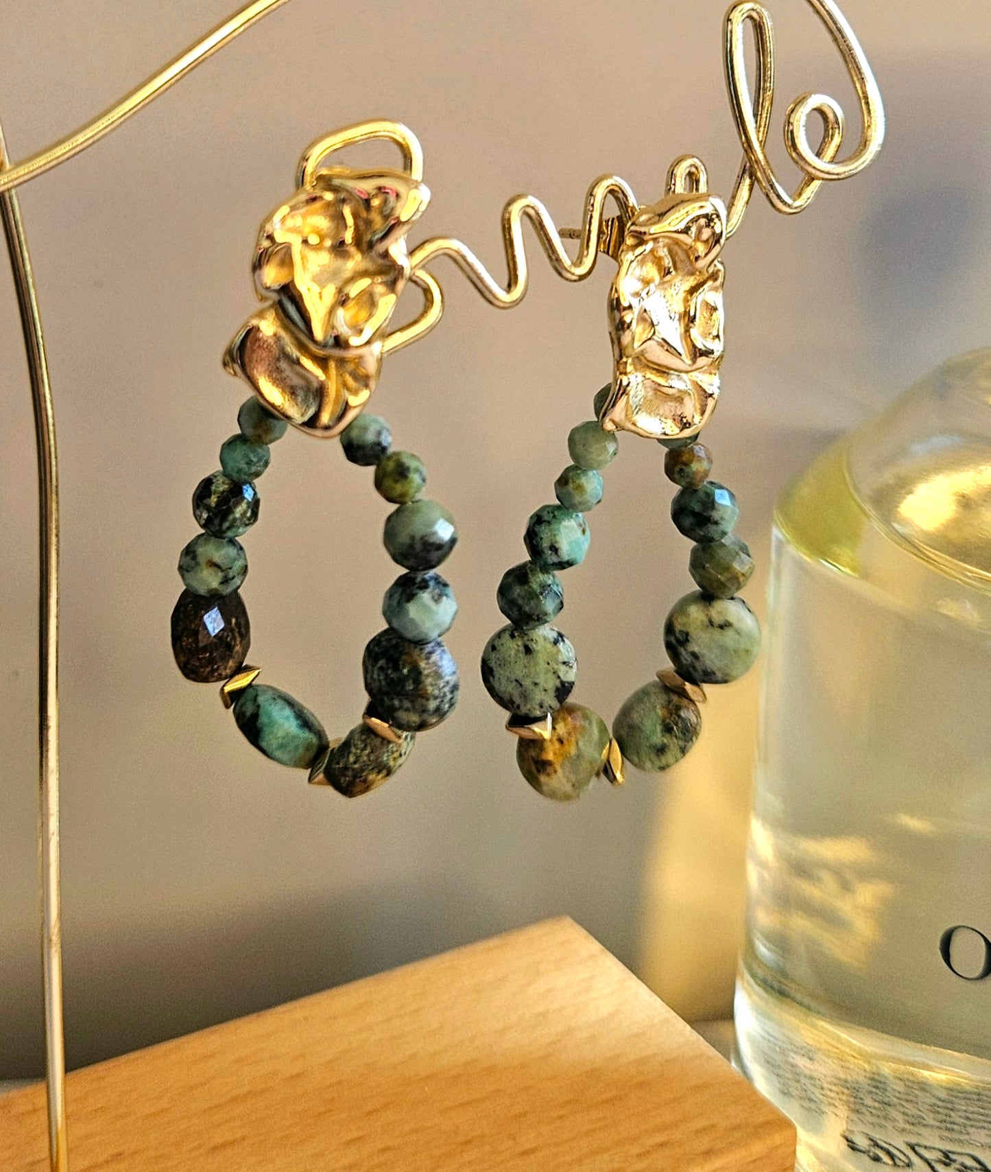 Boucles d'oreilles pierre verte
