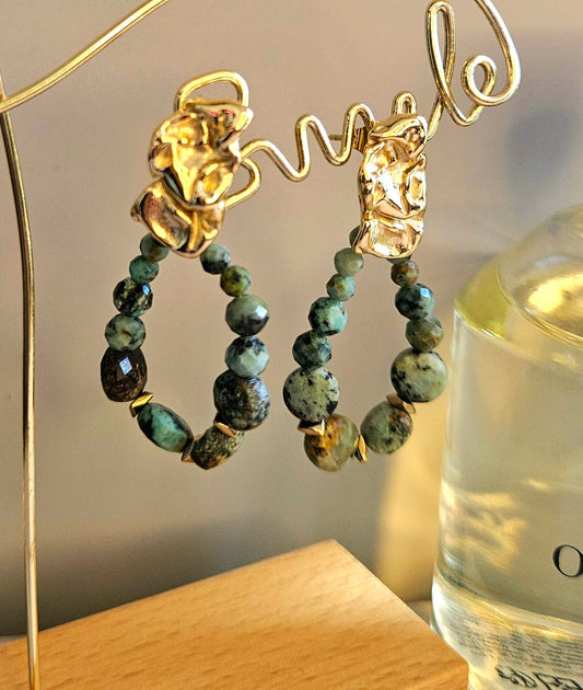 Boucles d'oreilles pierre verte