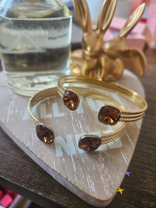 Bracelet swarovski champagne marron foncé