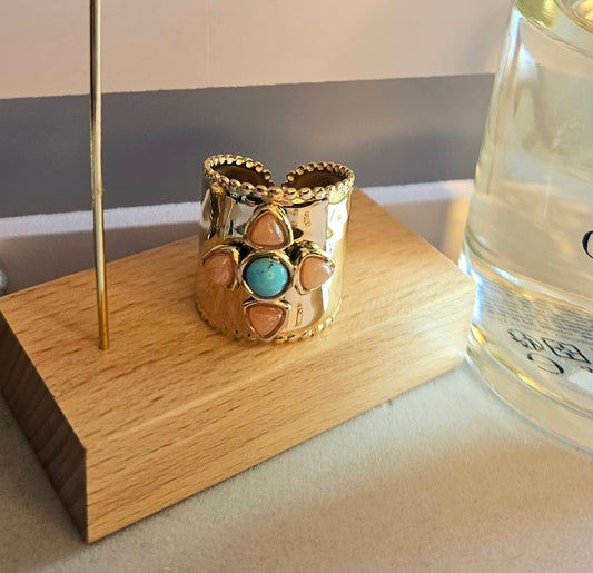 Bague orientale turquoise et corail