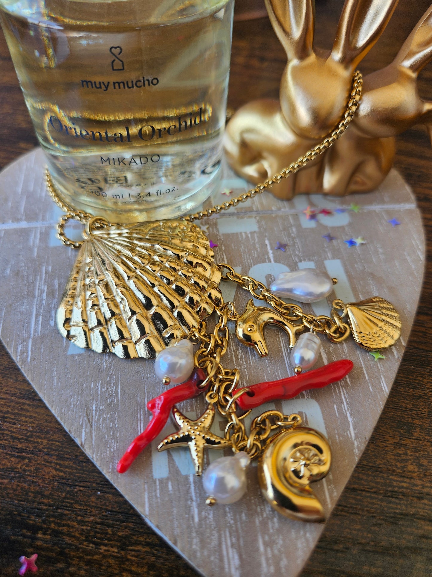 Collier coquillage corail
