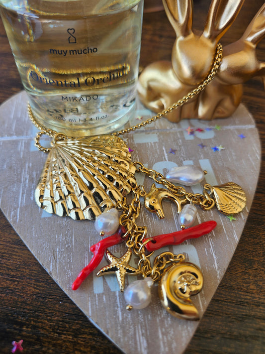 Collier coquillage corail