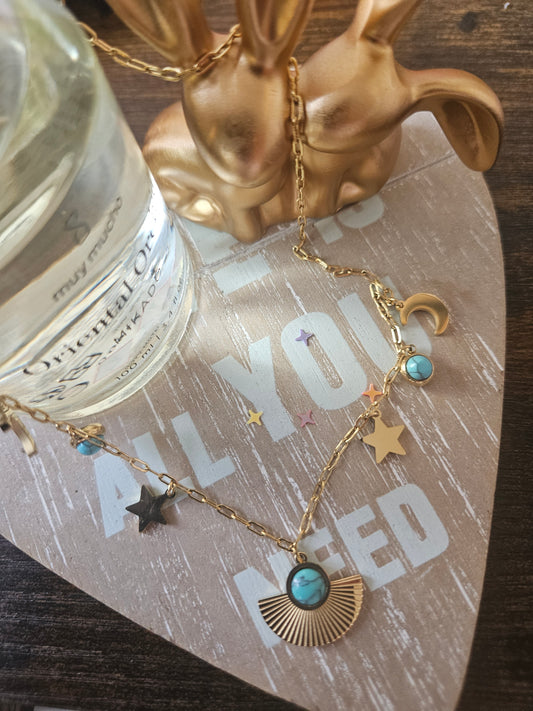Collier soleil turquoise