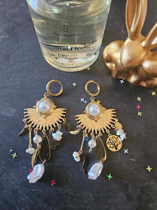 Boucles d'oreilles soleil perle