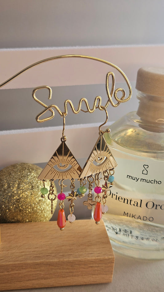 Boucles d'oreilles triangle multicolore