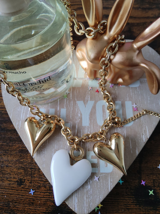 Collier cœur acier cœur résine